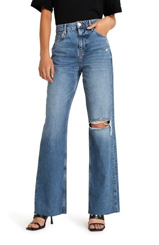 River Island + '90s Ripped Flare Leg Jeans