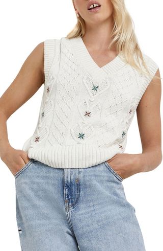 River Island + Embroidered Sweater Vest