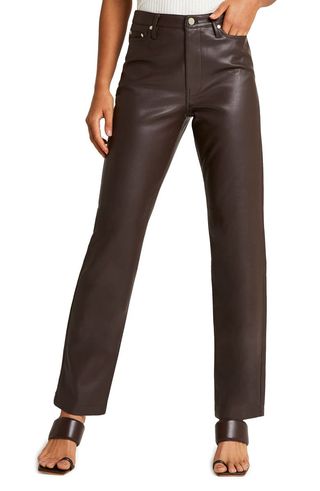 River Island + Faux Leather Fitted Trousers