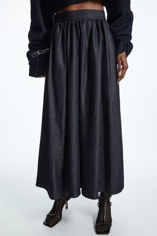 COS + Pleated Denim Midi Skirt