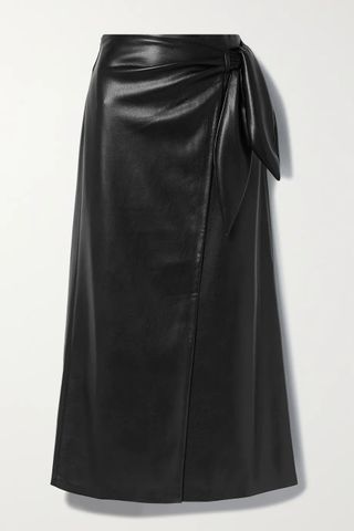 Nanushka + Amas Vegan Leather Wrap Midi Skirt