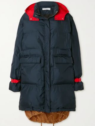 JW Anderson + Leather-Trimmed Quilted Padded Shell Parka