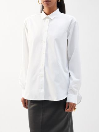 Toteme + Point-Collar Cotton-Poplin Shirt