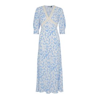 Rixo + Gemma Blue Floral-Print Maxi Dress