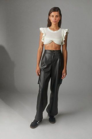Urban Outfitters + Faux Leather Wide Leg Pant