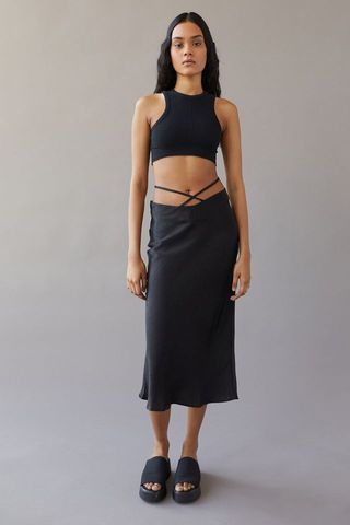 Urban Outfitters + Satin Strappy Midi Skirt