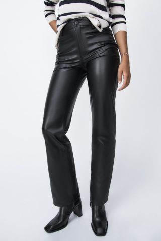 Zara + Zw Faux Leather '90s Wide Leg Pants