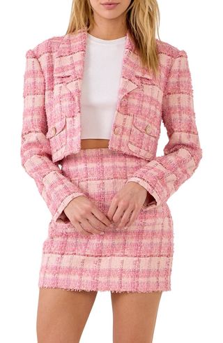 Endless Rose + Crop Tweed Blazer