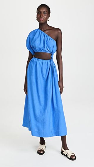 Farm Rio + Blue One-Shoulder Dress