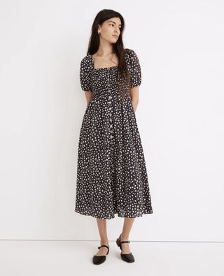 Madewell + Lucie Smocked Button-Front Midi Dress in Sweet Floral