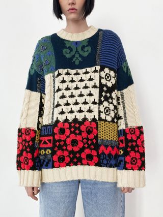Zara + Patchwork Knit Sweater Limited Edition