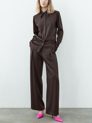 Zara + Flowing Wide-Leg Trousers Limited Edition