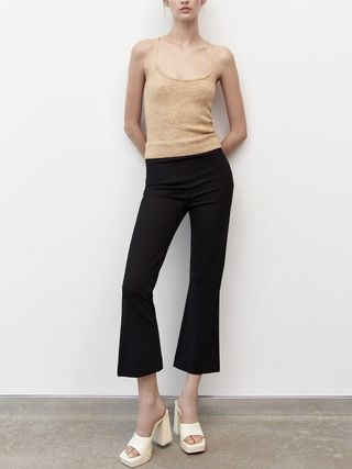 Zara + Cropped Flared Trousers