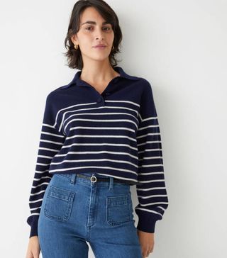 
Other Stories + Striped Polo Knit Sweater