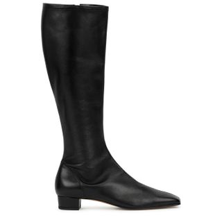 By Far + Edie Black Leather Knee-High Boots