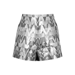 Valentino + Optical Silver Logo-Jacquard Shorts