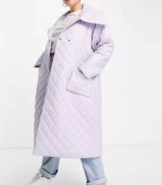 Native Youth + Oversized Longline Coat in Diamond Quilting