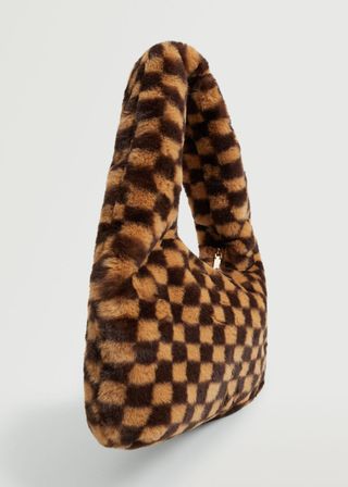 Mango + Check Fur-Effect Bag