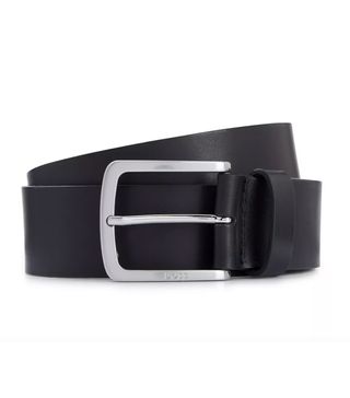 Boss + Italian-Leather Belt With Logo-Engraved Buckle