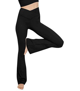 TopYogas + Crossover High Waisted Flare Workout Pants