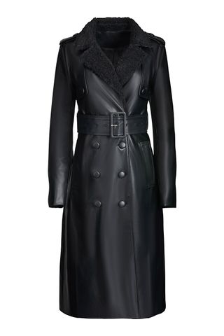Hilary MacMillan + Faux Leather & Shearling Trench Coat
