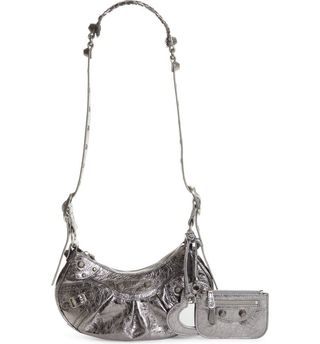 Balenciaga + Extra Small Le Cagole Crinkle Metallic Lambskin Shoulder Bag