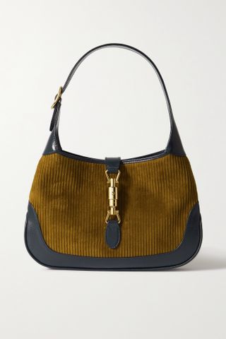 Gucci + Jackie 1961 Small Corduroy and Textured-Leather Shoulder Bag
