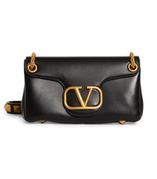 Valentino Garavani + Stud Sign Vlogo Leather Shoulder Bag