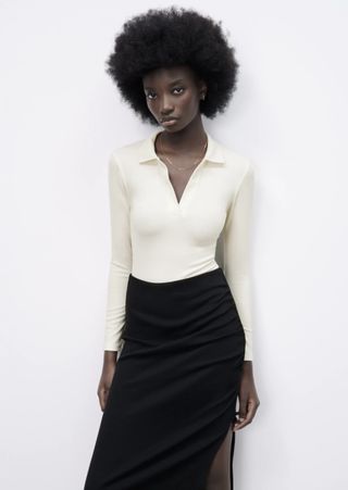 Zara + Polo Collar Bodysuit
