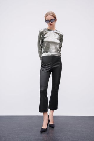 Zara + Metallic Pointelle Sweater