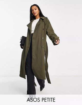 ASOS Deisgn + Petite Washed Cotton Trench Coat