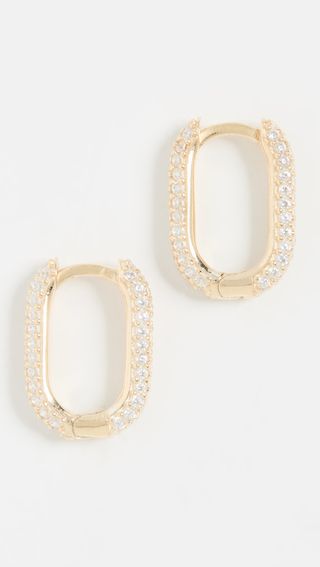Adina's Jewels + Mini Pave Oval Huggie Earrings