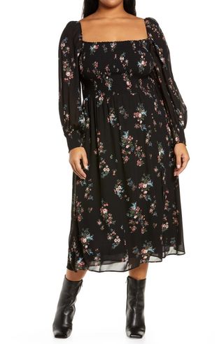 Reformation + Cello Floral Long Sleeve Midi Dress