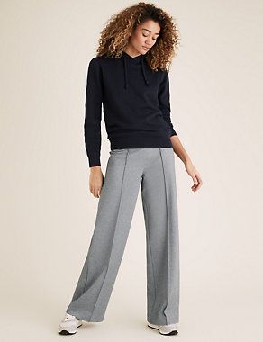 Marks and Spencer + Jersey Wide Leg Trousers
