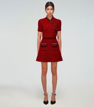 Self-Portrait + Red Stripe Knit Dress