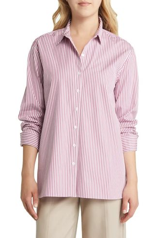 Nordstrom + Women's Everyday Stripe Poplin Button-Up Shirt