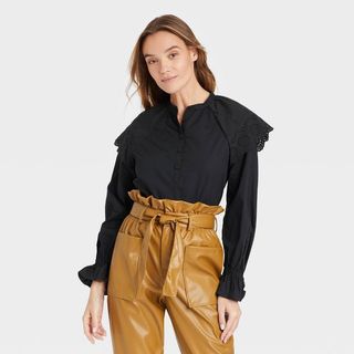 Who What Wear x Target + Ruffle Long Sleeve Top