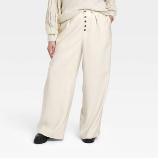 Who What Wear x Target + Pleated High-Rise Wide-Leg Pants