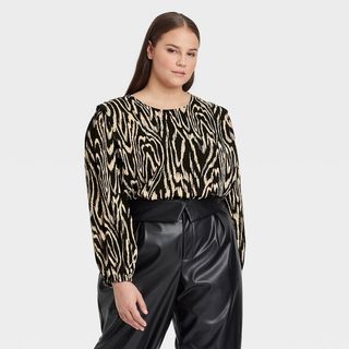 Who What Wear x Target + Printed Long Sleeve Blouse
