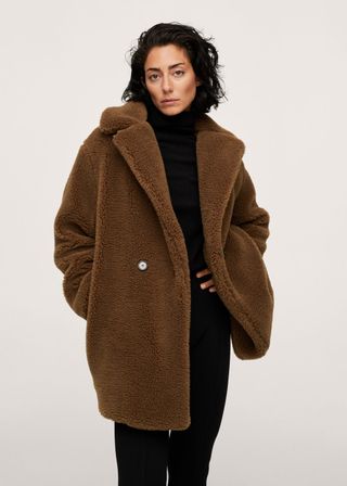 Mango + Faux Shearling Oversized Coat