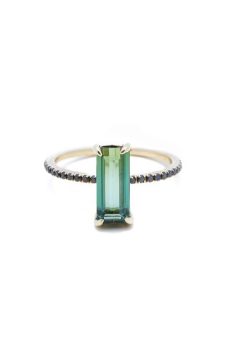 Yi Collection + 18k Gold, Green Tourmaline and Black Diamond Ring