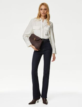 M&S Collection + Magic Shaping High Waisted Slim Flare Jeans