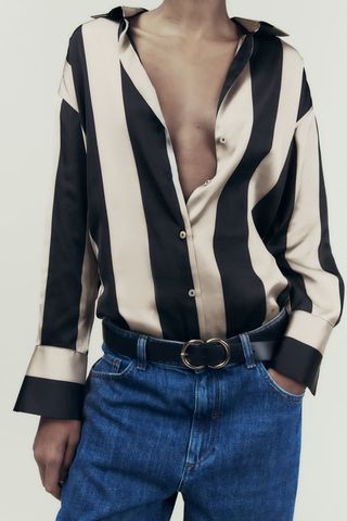 Zara + Stripe Satin Shirt