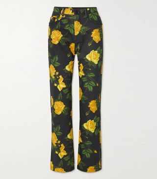 Richard Quinn + Floral-Print High-Rise Straight-Leg Jeans