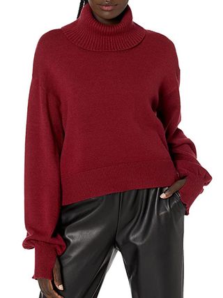 The Drop + Side Button Cropped Turtleneck Sweater