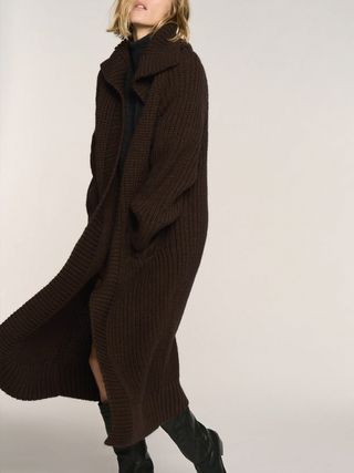 Zara + Wide Lapel Knit Coat