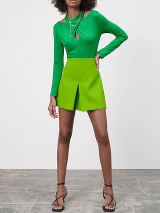 Zara + Cut Out Bodysuit With Knot