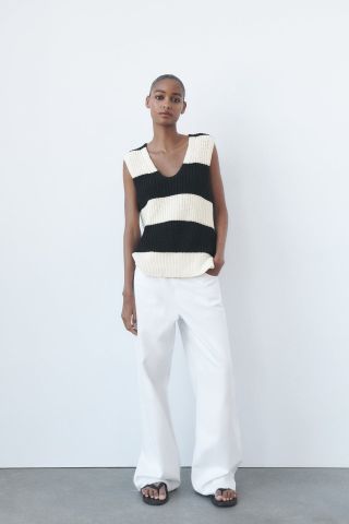 Zara + Striped Knit Vest