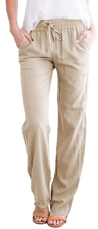 Acelitt + Casual Pants Capris Drawstring Elastic Waist Comfy Trousers