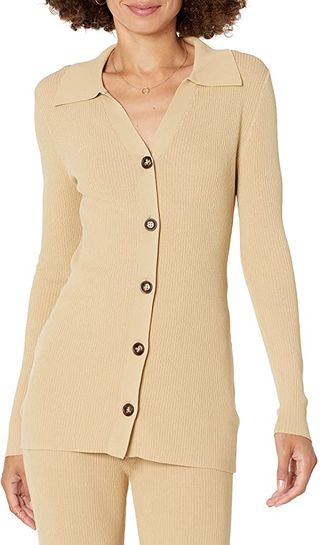 The Drop + Constance Rib Button Down Sweater